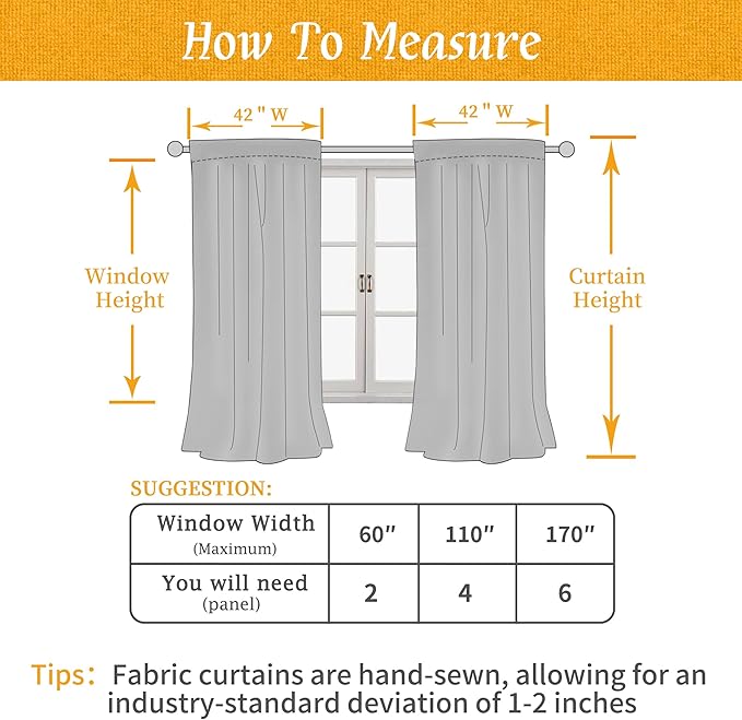 LAMIT Beige Linen Curtains for Windows 2 Panels Set, 48 Inch Linen Textured Light Filtering Bedroom Drapes Rod Pocket Boho Window Treatment Panels for Farmhouse/RV Camper/Loft, 42 x 48 Inch
