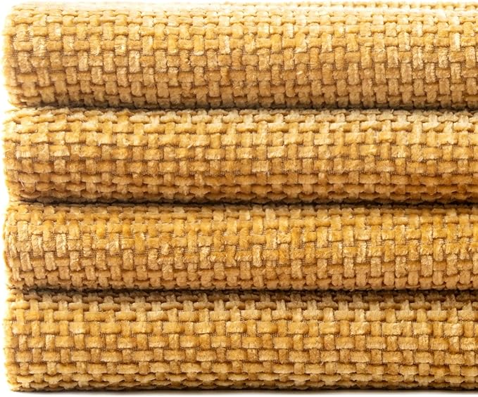 MIULEE Pack of 4 Couch Throw Pillow Covers 18x18 Inch Gold Soft Decorative Chenille Pillow Covers Farmhouse Accent Cushion Covers for Boho Spring Home Decor Sofa Bedroom Living Room
