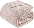 Exclusivo Mezcla Fleece Twin Size Blanket for Bed, 60x80 Inches Soft Cozy Jacquard Flannel Blankets, Lightweight Fuzzy Plush Warm for Women, Camel
