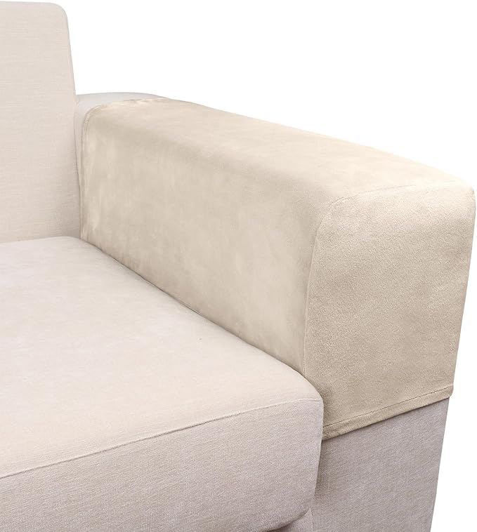 Couch Arm Covers 2 Pcs Sofa Armrest Covers Stretch Couch,Armrest Cover for Chairs Scratch-Resistant Sofa Arm Cover Armchair Slipcovers,Cream