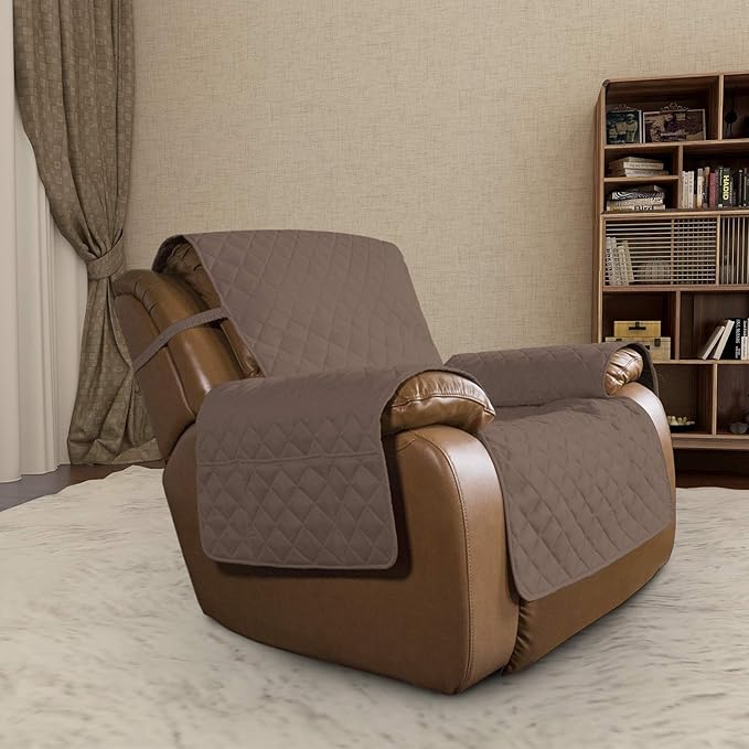 Easy-Going Oversized Recliner Chair Slipcover Reversible Sofa Cover Water Resistant Couch Cover Furniture Protector with Elastic Straps for Pets Dog (Oversized Recliner, Brown/Brown)