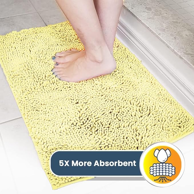 Muddy Mat® | Super Absorbent Door Mat Indoor, Microfiber Quick Dry Chenille Entryway Rug, Non-Slip Front Door Mat, Indoor Mats for Entryway, Machine Washable Pet Rug, Yellow 16"x24"