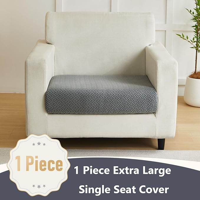Couch Cushion Covers for Sofa Couch Covers Wear-Resistant Universal Sofa Cover Washable Stretch for Sectional Slipcovers (Texture-Gray,Extra Large Single Seat Cover)