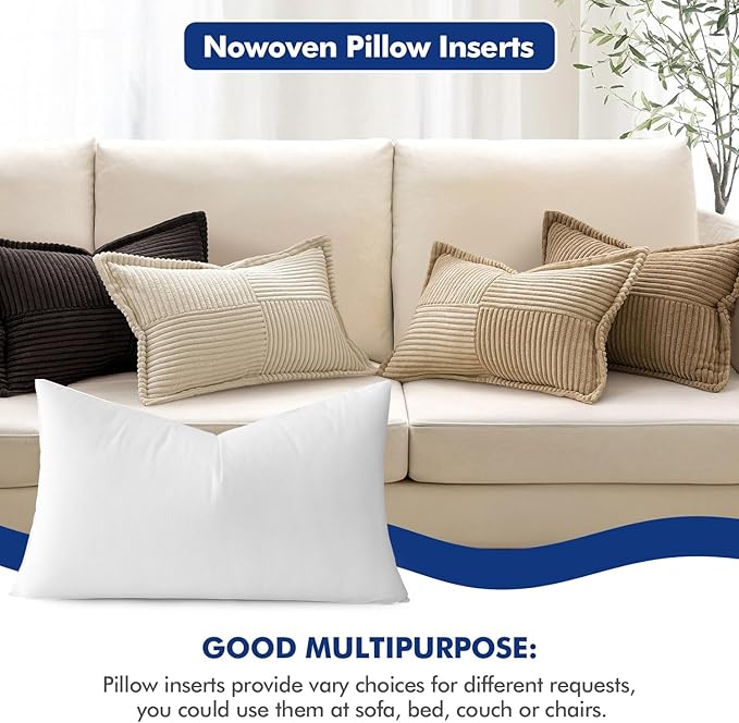 MIULEE Pillow Insert 16x20 Inch, Decorative Rectangle Throw Pillow Inserts, Premium Fluffy Pillow Forms Sham Stuffer for Sofa Couch Living Room