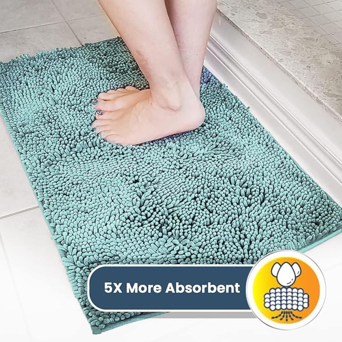 Muddy Mat® | Super Absorbent Door Mat Indoor, Microfiber Quick Dry Chenille Entryway Rug, Non-Slip Front Door Mat, Indoor Mats for Entryway, Machine Washable Pet Rug, Seafoam Green 16"x24"