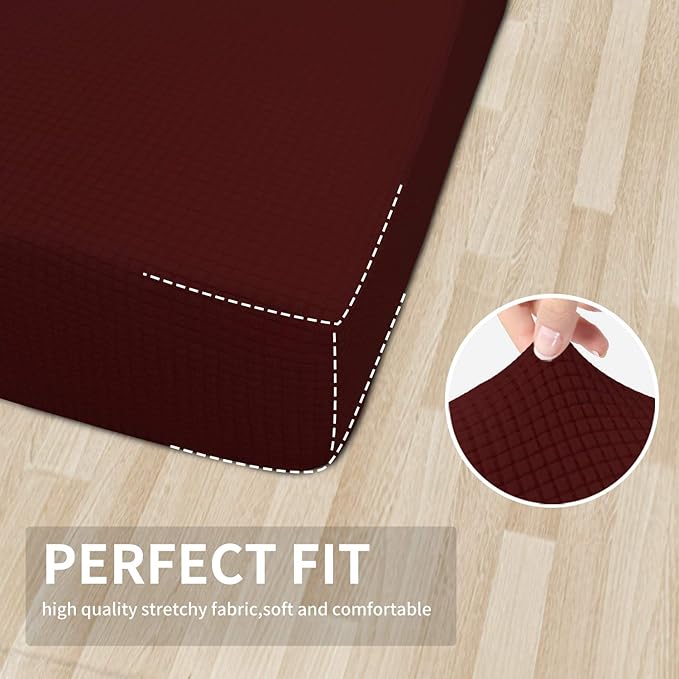Easy-Going Stretch Cushion Cover Sofa Cushion Furniture Protector Sofa Seat Sofa slipcover Sofa Cover Soft Flexibility with Elastic Bottom (Chair Cushion,Wine)