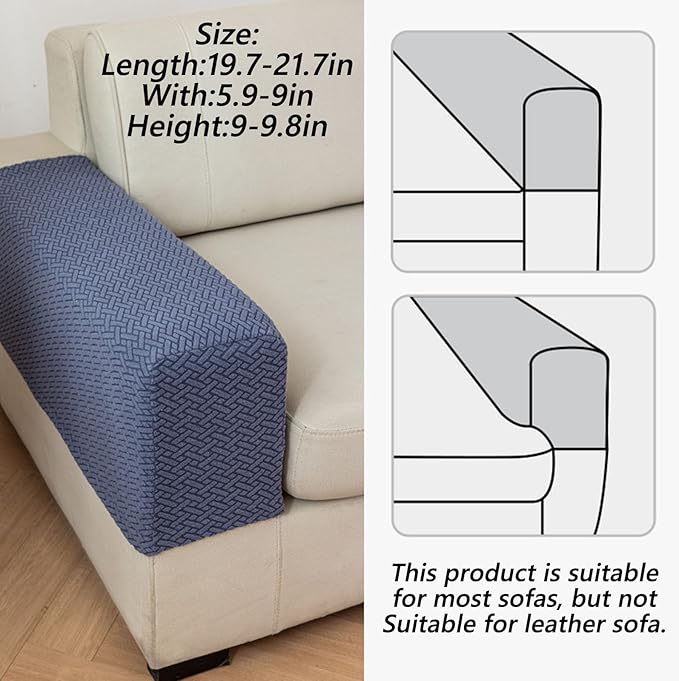 Soothing Home Sofa Covers, Sofa Hero Covers, Wear-Resistant Universal Couch Covers Washable Stretch Sectional Couch Cushion Covers (Grey,Arm Rest Covers 2pcs)