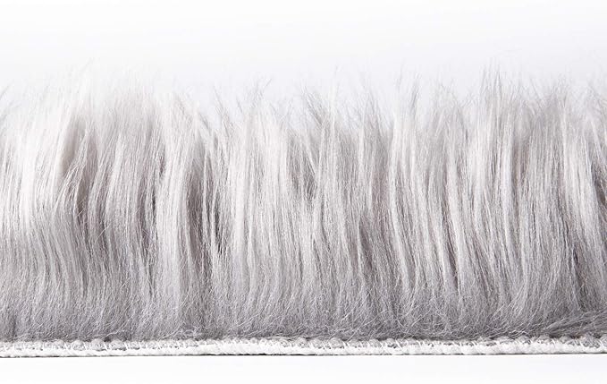 Ashler faux fur rug, Fluffy Shaggy Area Rug Ultra Soft 2 x 6 Feet Sheepskin Fur Rug, Grey Fuzzy Rug Machine Washable Shag Rug, Nursery Decor Throw Rugs for Bedroom, kids room, Living Room