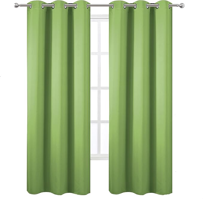 LEMOMO Light Green Thermal Blackout Curtains/42 x 95 Inch/Set of 2 Panels Room Darkening Curtains for Bedroom