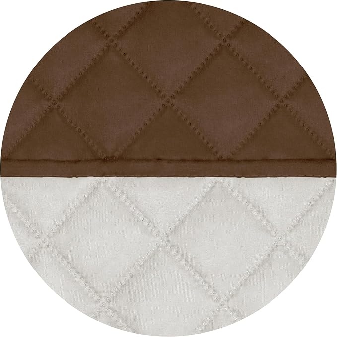PureFit Reversible Quilted Sofa Cover, Water Resistant Slipcover Furniture Protector, Washable Couch Cover with Non Slip and Elastic Straps for Kids, Dogs, Pets (4 Seater Sofa, Coffee/Ivory)