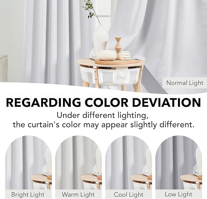 Deconovo Blackout Curtains, Thermal Insulated, W52 x L45 2 Panels, Back Tab, Machine Washable, Room-Darkening Drapes for Bedroom/Living Room Star White