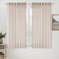 MIULEE Natural White Linen Curtains 64 Inch Length 2 Panels for Bedroom Living Room, Soft Thick Linen Textured Window Drapes Semi Sheer Light Filtering Back Tab Rod Pocket Burlap Look Decor