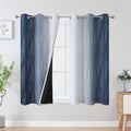 Estelar Textiler Navy Blue and Greyish White Blackout Curtains 54 Inch Length, Light Blocking Gradient Grommet Drapes for Kitchen, Thermal Insulated Ombre Curtains for Bathroom,42Wx54L,2 Panels