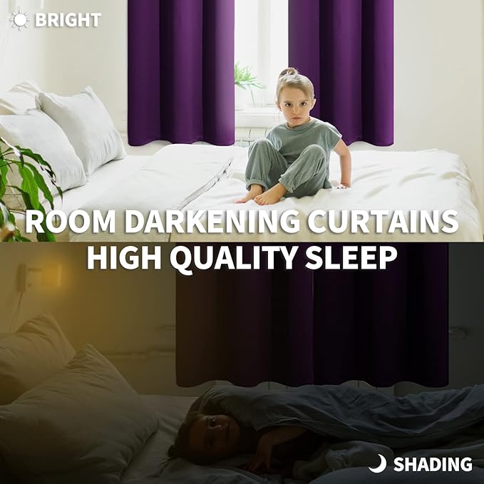 BGment Blackout Curtains - Grommet Thermal Insulated Room Darkening Bedroom and Living Room Curtain, Set of 2 Panels (52 x 84 Inch, Royal Purple)
