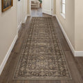 2'6x8 Washable Runner Rug for Hallway Kitchen Vintage Brown Non Slip Low Pile Carpet Traditional Retro Soft Throw Rug for Bathroom Bedroom Entryway Indoor Entrance