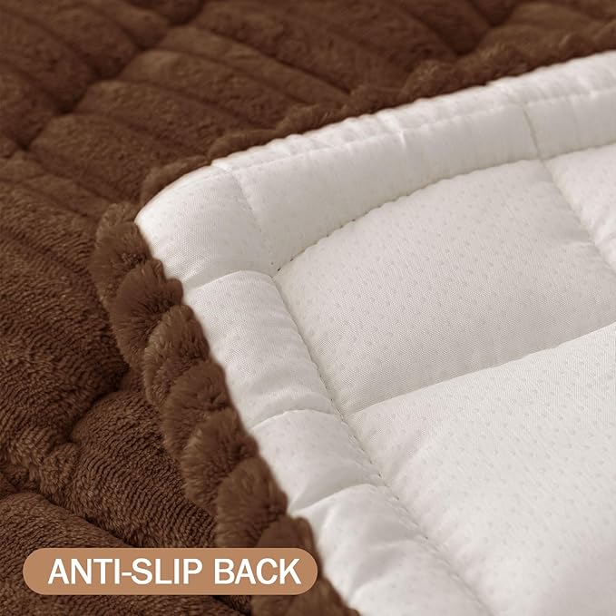 Smiry Couch Cover for Dogs Washable, Non Slip Fuzzy Pet Couch Covers for 3 Cushion Sofa Pet Friendly, Thick Soft Sofa Slipcovers Cushion Protector (Brown, 27.6" x 59")