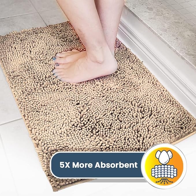 Muddy Mat® | Super Absorbent Door Mat Indoor, Microfiber Quick Dry Chenille Entryway Rug, Non-Slip Front Door Mat, Indoor Mats for Entryway, Machine Washable Pet Rug, Beige 24"x72"