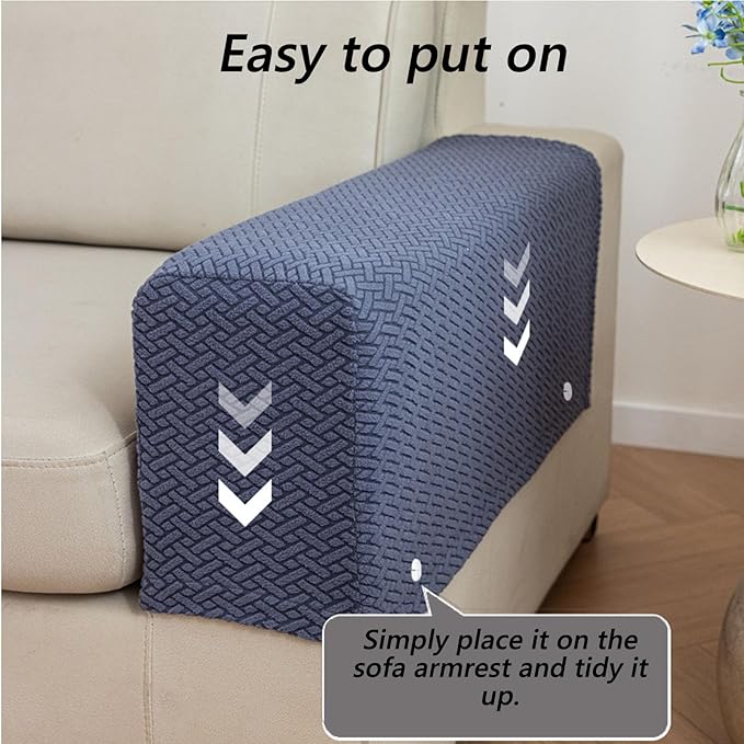 Soothing Home Sofa Covers, Sofa Hero Covers, Wear-Resistant Universal Couch Covers Washable Stretch Sectional Couch Cushion Covers (Green,Arm Rest Covers 2pcs)