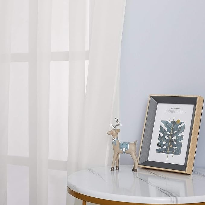 NICETOWN Sheer Curtains for Bedroom Windows, Grommet Casual Soft Voile Sheer Panels with Light Filter Window Treatments for Nursery/Bedroom, Beige, Set of 2, W37 x L72