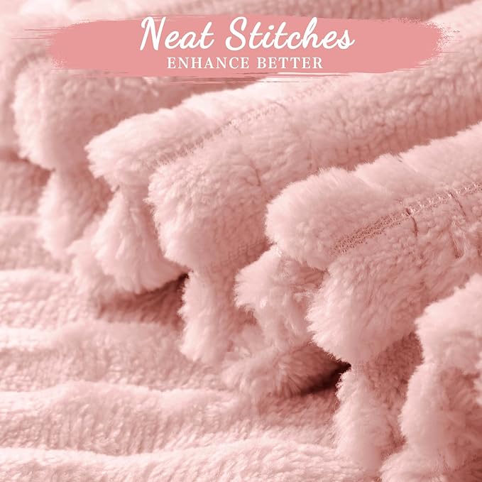 Buryeah 6 Pcs Flannel Throw Blanket Bulk 50 x 60 in Sleepover Blanket Outdoor Wedding Throw Lightweight, Oeko-tex Standard 100 Certified for Sofa Homeless Gifts (Vintage Pink)