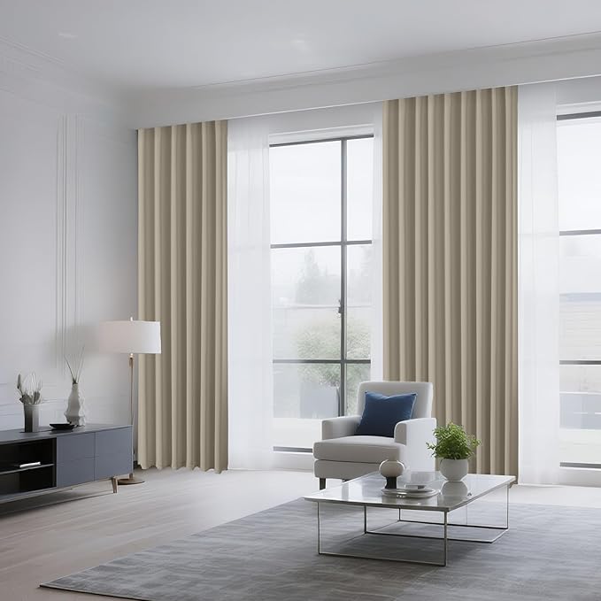 CUCRAF Light Beige Blackout Curtains Customize, Rod Pocket Room Darkening Curtain for Bedroom Living Room, Thermal Insulated Window Drapes 1 Panel (Custom Size, Color)