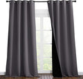 NICETOWN Total Shade Curtains and Draperies, Heavy-Duty Full Light Shading Drapes with Black Liner Backing for Villa/Hall/Dorm Window（Gray, Package of 2 Panels, 55 inches Wide x 96 inches Long