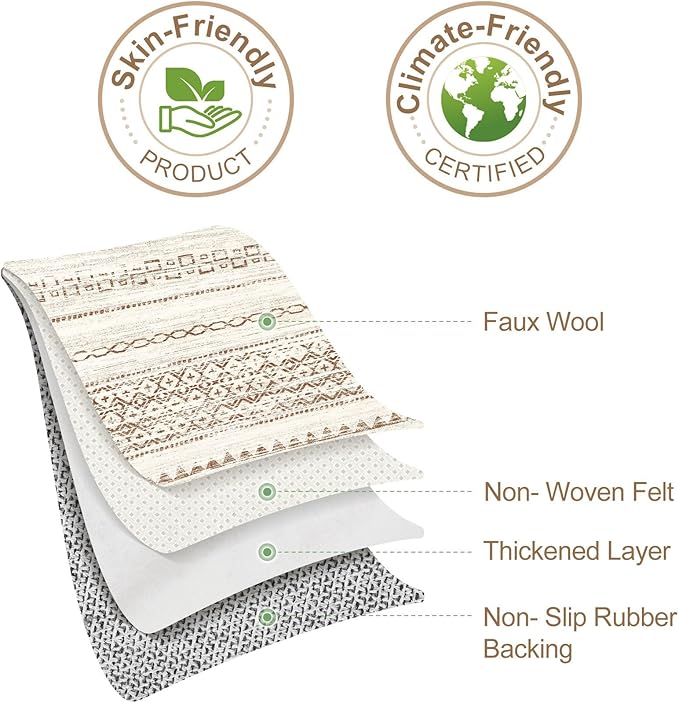 Nakagishi 10x14 Area Rugs Living Room: Washable Boho Large Neutral Modern Soft Farmhouse Rug Stain Resistant Indoor Non-Slip Accent Carpet for Bedroom Nursery Kids Playroom Office Dining Room- Brown