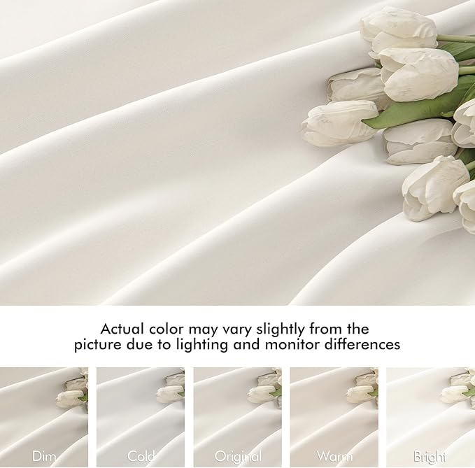 MIULEE Ivory Back Tab Blackout Curtains 90 Inches Long 2 Panels Set for Living Room Bedroom Privacy, Rod Pocket/Pinch Pleat Thermal Insulated Room Darkening Pleated Light Blocking Drapes