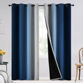 SimpleHome Blue Ombre 100% Blackout Curtains for Bedroom 84 Inches Long, Room Darkening Thermal Insulated Grommet Curtains for Living Room, 2 Panels, 52x84 inches Length