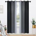 Yakamok Light Blocking Ombre Curtains, Greyish White and Black Gradient Color Curtains, Room Darkening Grommet Window Drapes for Bedroom(Black, 42x72 Inch, 2 Panels)