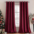 MIULEE Christmas Burgundy Velvet Curtains Solid Soft Red Blackout Curtain Grommet Top Thermal Soundproof Room Darkening Curtains/Drapes/Panels for Living Room Bedroom 52 x 72 Inch 2 Panels