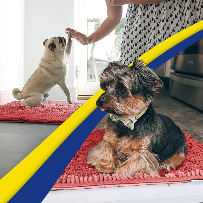 Muddy Mat® | Super Absorbent Door Mat Indoor, Microfiber Quick Dry Chenille Entryway Rug, Non-Slip Front Door Mat, Indoor Mats for Entryway, Machine Washable Pet Rug, Red 28"x18"