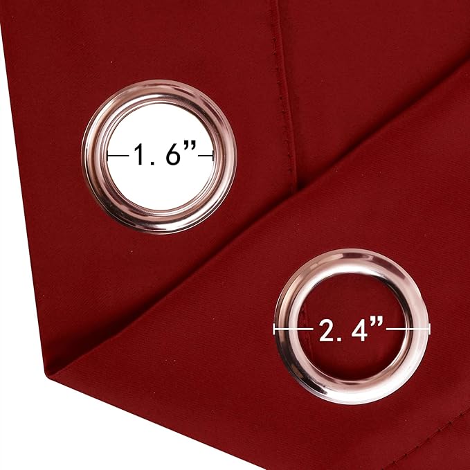 LEMOMO Blackout Curtains 66 x 54 Inch Long Red Curtains Set of 2 Panels Room Darkening Curtains for Bedroom and Living Room