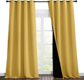 NICETOWN 100% Blackout Blinds, Set of 2, 52 inches x 102 inches, Laundry Room Decor Window Treatment Curtains for Large Patio Sliding Door, Thermal Insulated Bright Yellow Curtains for Bedroom