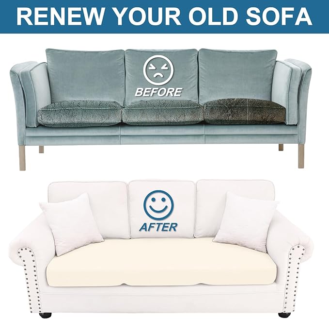 Smiry Printed Couch Cushion Covers, Stretch Soft Couch Covers for Sofa, Washable Non-Slip Sofa Slipcover Furniture Protector for Indoor and Outdoor (Large, Cream)
