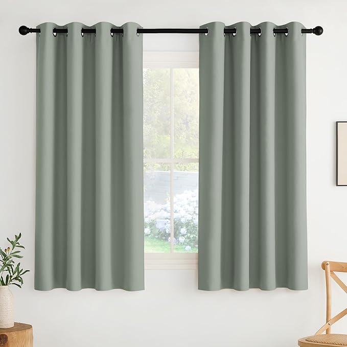 NICETOWN Room Darkening Draperies Curtains Panels, 2 Panels Sage Green W52 x L63
