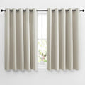 NICETOWN Blackout Natural Curtains for Bedroom - Window Treatment Thermal Insulated Grommet Drapes Room Darkening Energy Saving Sound Reducing for Basement, 2 Panels, W66 x L54