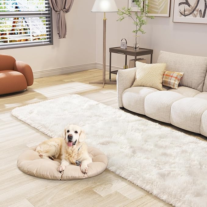 LOCHAS Ultra Soft Indoor Modern Area Rugs 2x8, Fluffy Living Room Carpets for Children Bedroom Home Decor Nursery Rug, Cream