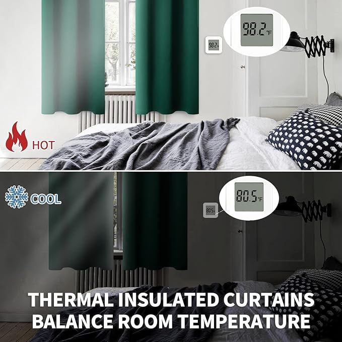 BGment Christmas Blackout Curtains - Grommet Thermal Insulated Room Darkening Bedroom and Living Room Curtains, Set of 2 Decorative Curtain Panels (52 x 84 Inch, Emerald Green)