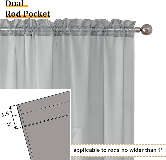 Aiyufeng Light Grey Sheer Curtains 54 Inches Long 2 Panels, Solid Voile Top Dual Rod Pockets Stylish Breathable Drapes Window Treatment for Kid's Room/Bedroom/Living Room, 42W x 54L, Light Grey