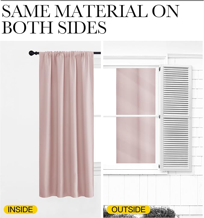 NICETOWN Blackout Curtains for Living Room, Blush Pink, 2 Panels, 42 by 63, Darkening Window Curtain Panels, Easy-Care Solid Thermal Insulated Draperies/Drapes for Daughter Room