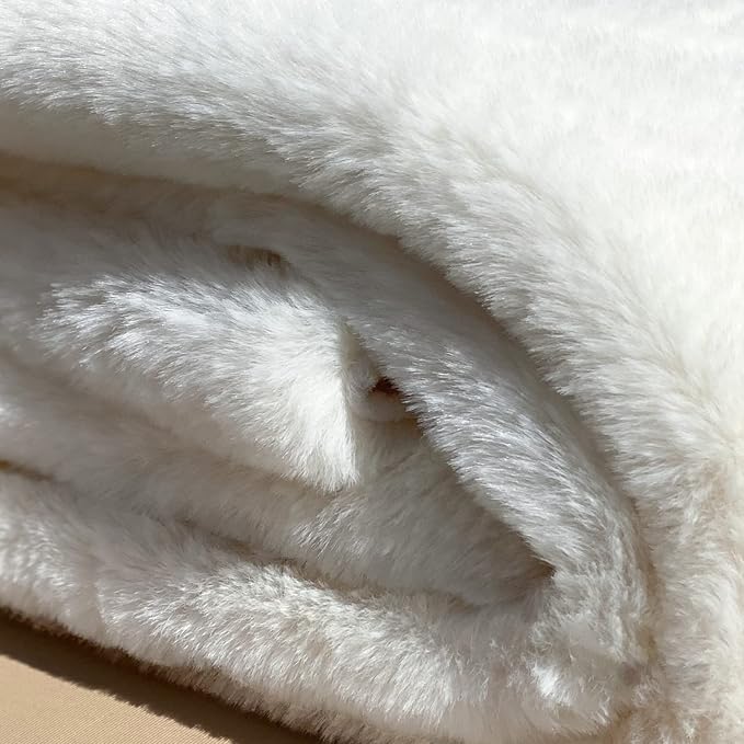 ORINOVA White Faux Bunny Fuzzy Fur Rugs for Bedroom Living Room Shag Washable Furry Area Rug 2x6 Nursery Shaped Rug Teen Room Décor