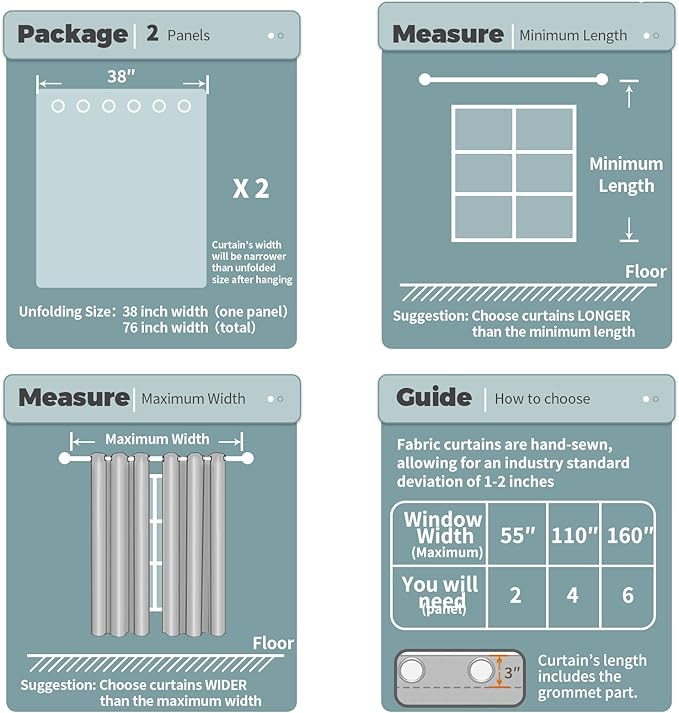 BGment Blackout Curtains - Grommet Thermal Insulated Room Darkening Bedroom and Living Room Curtains, Set of 2 Panels (38 x 54 Inch, Peacock Blue)