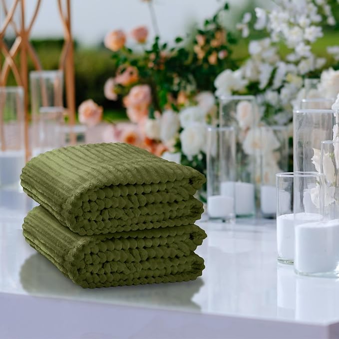 Buryeah 6 Pcs Flannel Throw Blanket Bulk 50 x 60 in Sleepover Blanket Outdoor Wedding Throw Lightweight, Oeko-tex Standard 100 Certified for Sofa Homeless Gifts (Army Green)