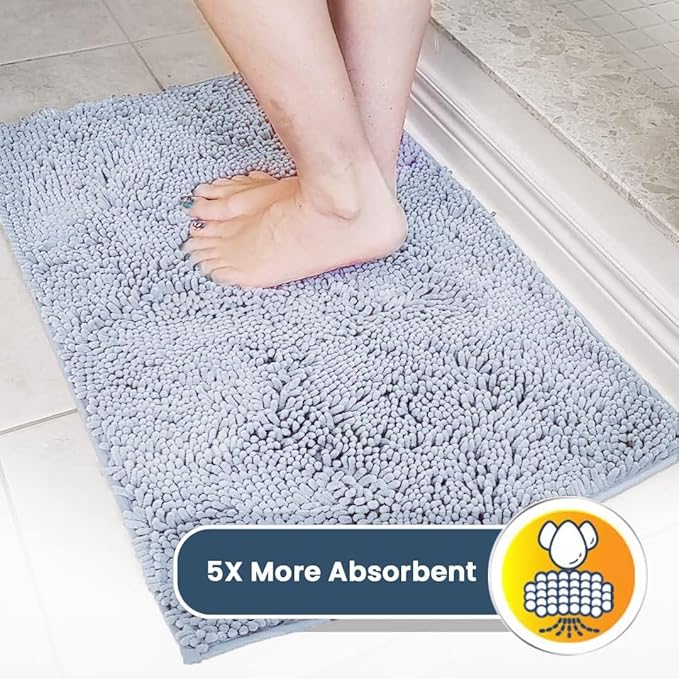 Muddy Mat® | Super Absorbent Door Mat Indoor, Microfiber Quick Dry Chenille Entryway Rug, Non-Slip Front Door Mat, Indoor Mats for Entryway, Machine Washable Pet Rug, Baby Blue 18"X28"