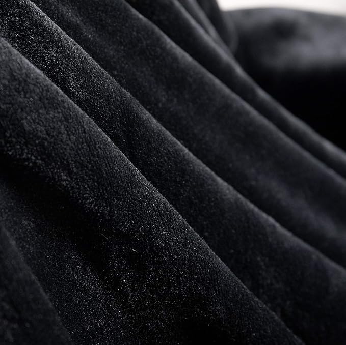 TASTHROW Large Flannel Fleece Throw Blanket, 50×70 Inch - Cozy Lightweight Thick Blanket - All Seasons Suitable for Women, Men and Kids (Black)