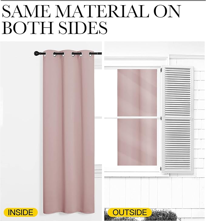 NICETOWN Modern Blackout Curtains Noise Reducing, Blush Pink, 2 Panels, W42 x L54, Thermal Insulated and Privacy Room Darkening Drape Panels for Boy's Guest Room Door Small Short Window
