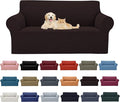 Cupuamon 2026 New Stretch Loveseat Sofa Slipcovers Couch Cover for 2 Cushion Furniture Protector Sofa Covers with Elastic Bottom Jacquard Fabric Small Checks for Pets, Kids - Chocolate