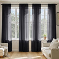 MIULEE Black Sheer Curtains 96 Inches Long, 4 Panels Set, Light Filtering Halloween Rod Pocket Voile Drapes for Living Room and Bedroom, Airy Soft Fabric Window Treatments, 54 x 96 Inches