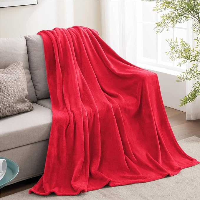 BEDELITE Fleece Blanket Twin Size Red Throw Blanket for Couch & Bed, Luxury Plush Cozy Fuzzy Blanket 60x80 inches, Super Soft Warm Lightweight Throw Blanket for Travel Camping